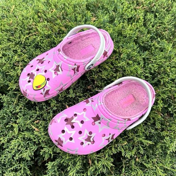 Crocs Kids Classic Lined Disco Dance Party Clogs‎  Size J 1 Pink Sandals - Picture 4 of 14